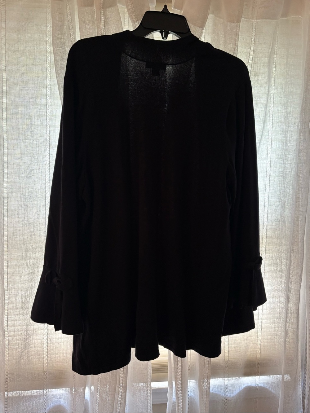 Alfani Black Long Sleeve Tie-Cuff Top